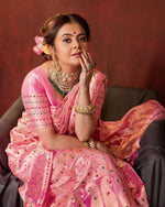 Thumbnail for Malishka Banarasi Silk Woven Saree With Blouse Piece - Pink