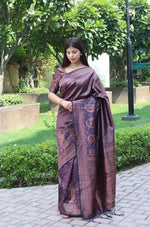 Thumbnail for NOZ2TOZ Women Banarasi Silk Woven Saree With Blouse Piece - Wine - Distacart