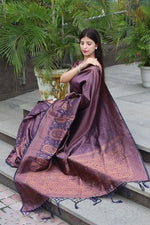 Thumbnail for NOZ2TOZ Women Banarasi Silk Woven Saree With Blouse Piece - Wine - Distacart