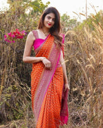 Thumbnail for NOZ2TOZ Women Banarasi Silk Woven Saree With Blouse Piece - Orange - Distacart