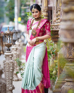Thumbnail for NOZ2TOZ Women Banarasi Silk Woven Saree With Blouse Piece - Pink - Distacart