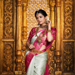 Thumbnail for Malishka Banarasi Silk Woven Saree With Blouse Piece - Pink