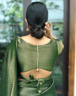 Thumbnail for NOZ2TOZ Women Banarasi Silk Woven Saree With Blouse Piece - Green - Distacart