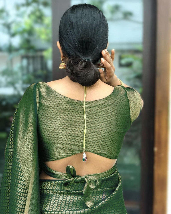NOZ2TOZ Women Banarasi Silk Woven Saree With Blouse Piece - Green - Distacart