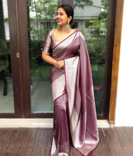 NOZ2TOZ Women Banarasi Silk Woven Saree With Blouse Piece - Maroon - Distacart