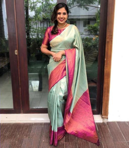 NOZ2TOZ Women Banarasi Silk Woven Saree With Blouse Piece - Sea Green - Distacart