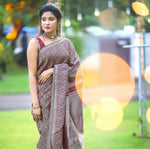 Thumbnail for Malishka Banarasi Silk Woven Saree With Blouse Piece - Wine