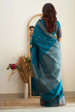 Thumbnail for NOZ2TOZ Women Banarasi Silk Woven Saree With Blouse Piece - Firozi - Distacart