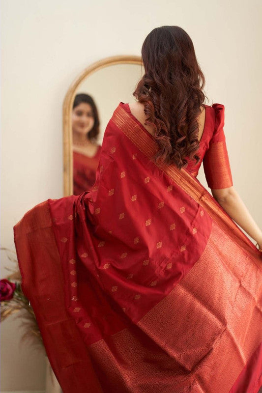 NOZ2TOZ Women Banarasi Silk Woven Saree With Blouse Piece - Red - Distacart