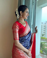 Thumbnail for NOZ2TOZ Women Banarasi Silk Woven Saree With Blouse Piece - Blue - Distacart