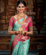 Thumbnail for NOZ2TOZ Women Banarasi Silk Woven Saree With Blouse Piece - Sky Blue - Distacart