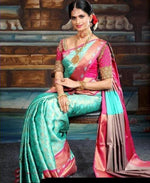 Thumbnail for NOZ2TOZ Women Banarasi Silk Woven Saree With Blouse Piece - Sky Blue - Distacart