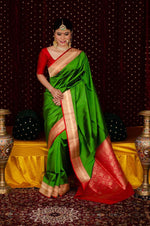 Thumbnail for NOZ2TOZ Women Banarasi Silk Woven Saree With Blouse Piece - Green - Distacart