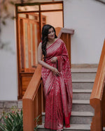 Thumbnail for NOZ2TOZ Women Banarasi Silk Woven Saree With Blouse Piece - Maroon - Distacart