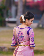 Thumbnail for NOZ2TOZ Women Banarasi Silk Woven Saree With Blouse Piece - Pink - Distacart