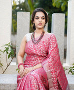 Thumbnail for NOZ2TOZ Women Banarasi Silk Woven Saree With Blouse Piece - Pink - Distacart