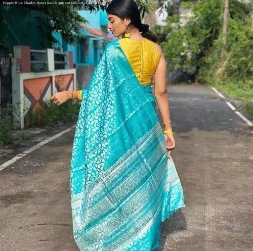 NOZ2TOZ Women Banarasi Silk Woven Saree With Blouse Piece - Sky Blue - Distacart