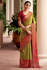 Thumbnail for Malishka Banarasi Silk Woven Saree With Blouse Piece - Green