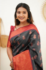 Thumbnail for NOZ2TOZ Women Banarasi Silk Woven Saree With Blouse Piece - Black - Distacart