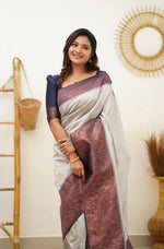 Thumbnail for NOZ2TOZ Women Banarasi Silk Woven Saree With Blouse Piece - Cream - Distacart