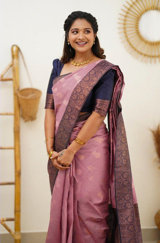 NOZ2TOZ Women Banarasi Silk Woven Saree With Blouse Piece - Pink - Distacart
