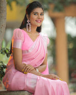 Thumbnail for NOZ2TOZ Women Banarasi Silk Woven Saree With Blouse Piece - Pink - Distacart