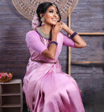 Thumbnail for NOZ2TOZ Women Banarasi Silk Woven Saree With Blouse Piece - Lavender - Distacart
