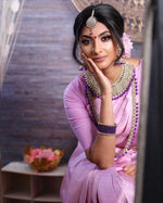 Thumbnail for NOZ2TOZ Women Banarasi Silk Woven Saree With Blouse Piece - Lavender - Distacart