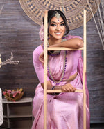 Thumbnail for NOZ2TOZ Women Banarasi Silk Woven Saree With Blouse Piece - Lavender - Distacart