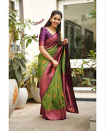 Thumbnail for NOZ2TOZ Women Banarasi Silk Woven Saree With Blouse Piece - Green - Distacart