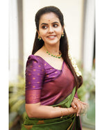 Thumbnail for Malishka Banarasi Silk Woven Saree With Blouse Piece - Green