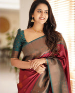 Thumbnail for NOZ2TOZ Women Banarasi Silk Woven Saree With Blouse Piece - Maroon - Distacart