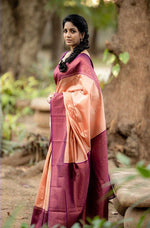 Thumbnail for NOZ2TOZ Women Banarasi Silk Woven Saree With Blouse Piece - Peach - Distacart
