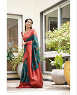 Thumbnail for Malishka Banarasi Silk Woven Saree With Blouse Piece - Rama