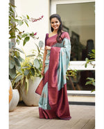 Thumbnail for Malishka Banarasi Silk Woven Saree With Blouse Piece - Sea Green - Distacart