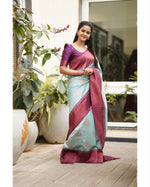Thumbnail for Malishka Banarasi Silk Woven Saree With Blouse Piece - Sea Green - Distacart