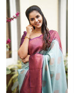 Thumbnail for Malishka Banarasi Silk Woven Saree With Blouse Piece - Sea Green - Distacart