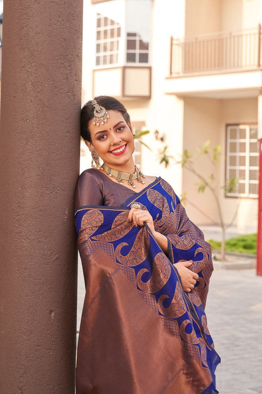NOZ2TOZ Women Banarasi Silk Woven Saree With Blouse Piece - Wine - Distacart