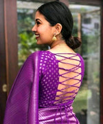 Thumbnail for Malishka Banarasi Silk Woven Saree With Blouse Piece - Majenta