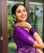 Thumbnail for Malishka Banarasi Silk Woven Saree With Blouse Piece - Majenta