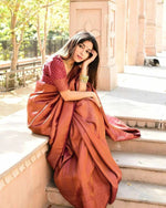 Thumbnail for NOZ2TOZ Women Banarasi Silk Woven Saree With Blouse Piece - Maroon - Distacart