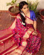 Thumbnail for NOZ2TOZ Women Banarasi Silk Woven Saree With Blouse Piece - Pink - Distacart