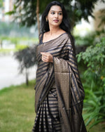 Thumbnail for Malishka Banarasi Silk Woven Saree With Blouse Piece - Black