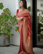 Thumbnail for Malishka Banarasi Silk Woven Saree With Blouse Piece - Red