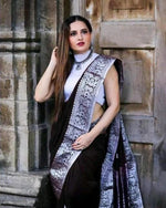 Thumbnail for Malishka Banarasi Silk Woven Saree With Blouse Piece - Black - Distacart
