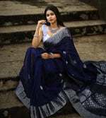 Thumbnail for Malishka Banarasi Silk Woven Saree With Blouse Piece - Blue - Distacart
