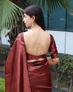 Thumbnail for NOZ2TOZ Women Banarasi Silk Woven Saree With Blouse Piece - Maroon - Distacart