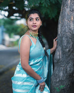 Thumbnail for NOZ2TOZ Women Banarasi Silk Woven Saree With Blouse Piece - Sky Blue - Distacart
