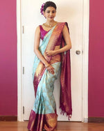 Thumbnail for Malishka Banarasi Silk Woven Saree With Blouse Piece - Pista