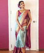 Thumbnail for NOZ2TOZ Women Banarasi Silk Woven Saree With Blouse Piece - Pista - Distacart